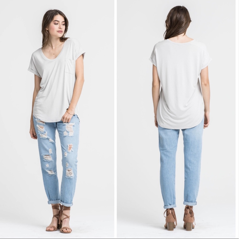 Lush Soft Gray Pocket Blouse - Picture 4 of 4