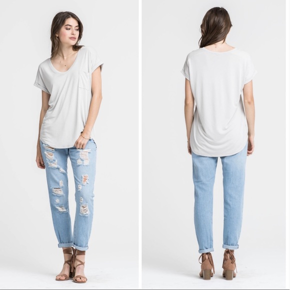 Lush Soft Gray Pocket Blouse - Picture 4 of 4