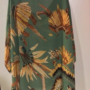 Headdress Long tunic dress shirt blouse green