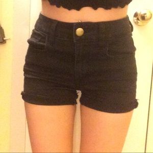 Frayed edge black shorts
