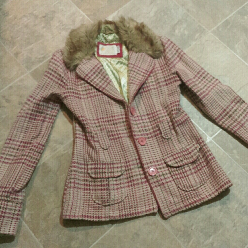 SOLD Hollister Coat Pink Retro Plaid