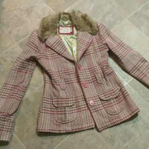 SOLD Hollister Coat Pink Retro Plaid