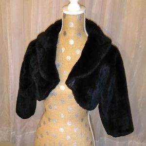 Faux fur black bolero jacket