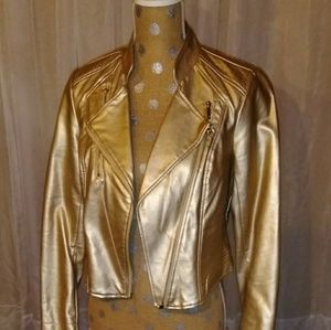Gold metallic bomber jacket