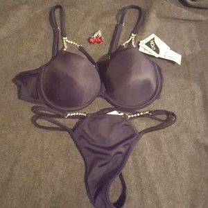 Rhinestone bra and thong set