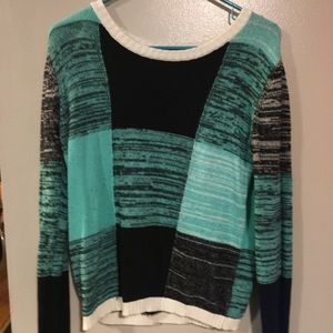 Teal black white Forever 21 Small sweater