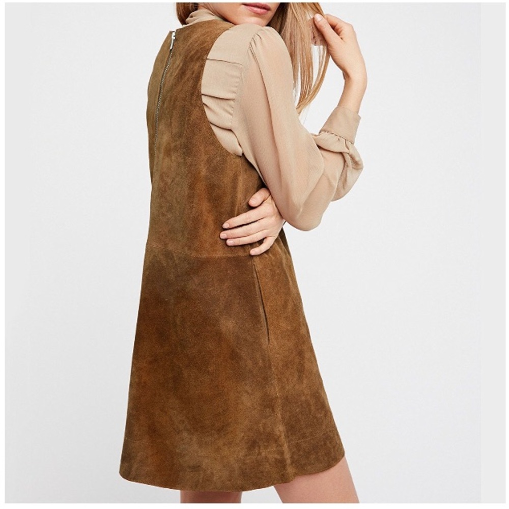 Suede DRESS Retro Love Mini Brown Black Red NEW - Picture 2 of 7
