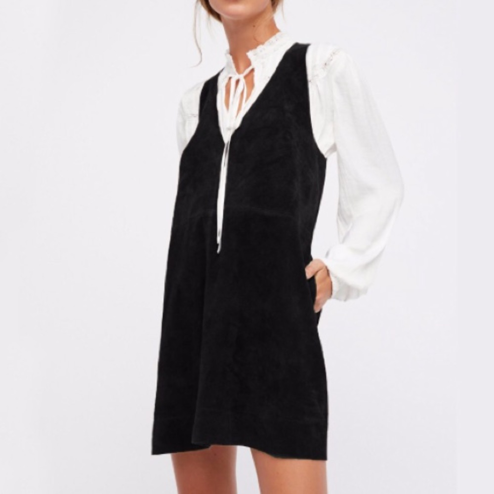 Suede DRESS Retro Love Mini Brown Black Red NEW - Picture 4 of 7