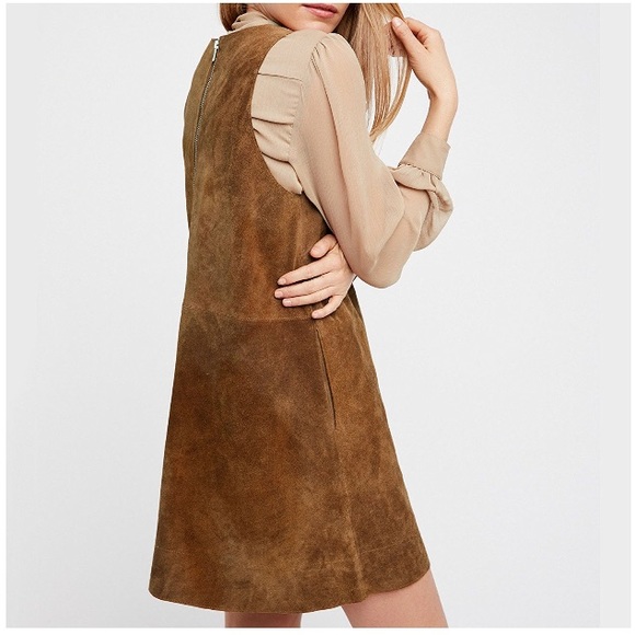 Suede DRESS Retro Love Mini Brown Black Red NEW - Picture 2 of 7