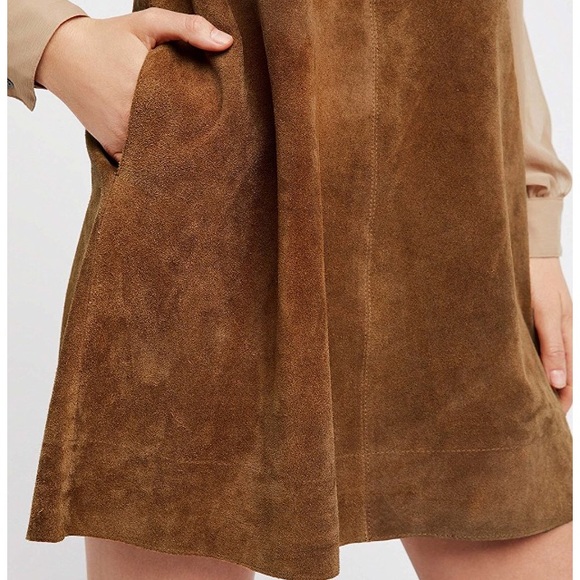 Suede DRESS Retro Love Mini Brown Black Red NEW - Picture 3 of 7