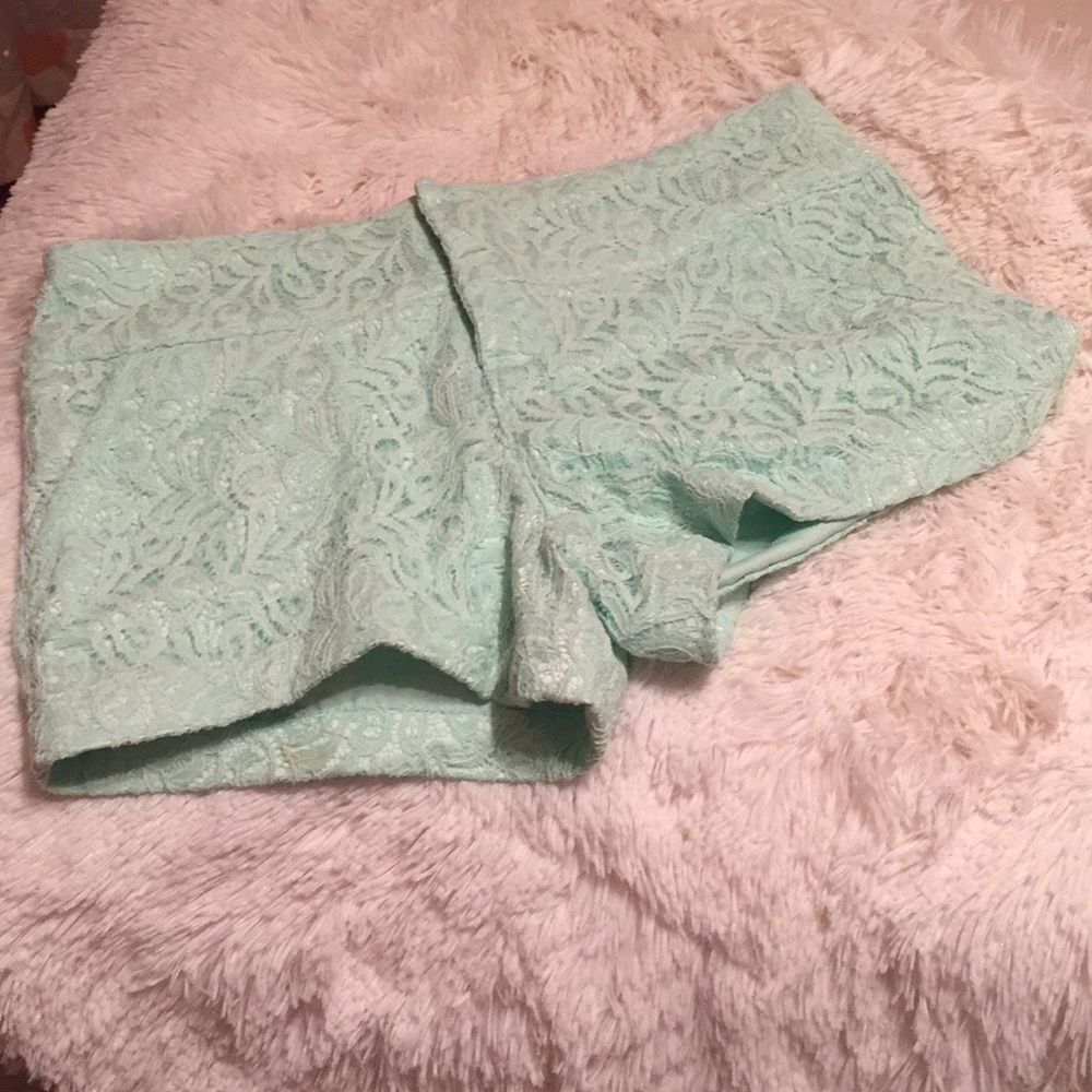 Light green lace shorts