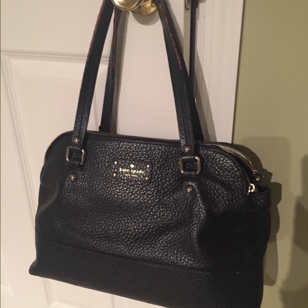 XL black leather Kate Spade bag