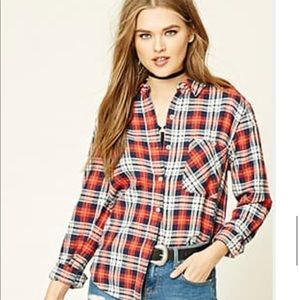 Red blue and white flannel