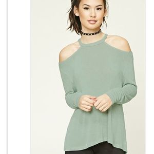Mint off the shoulder blouse