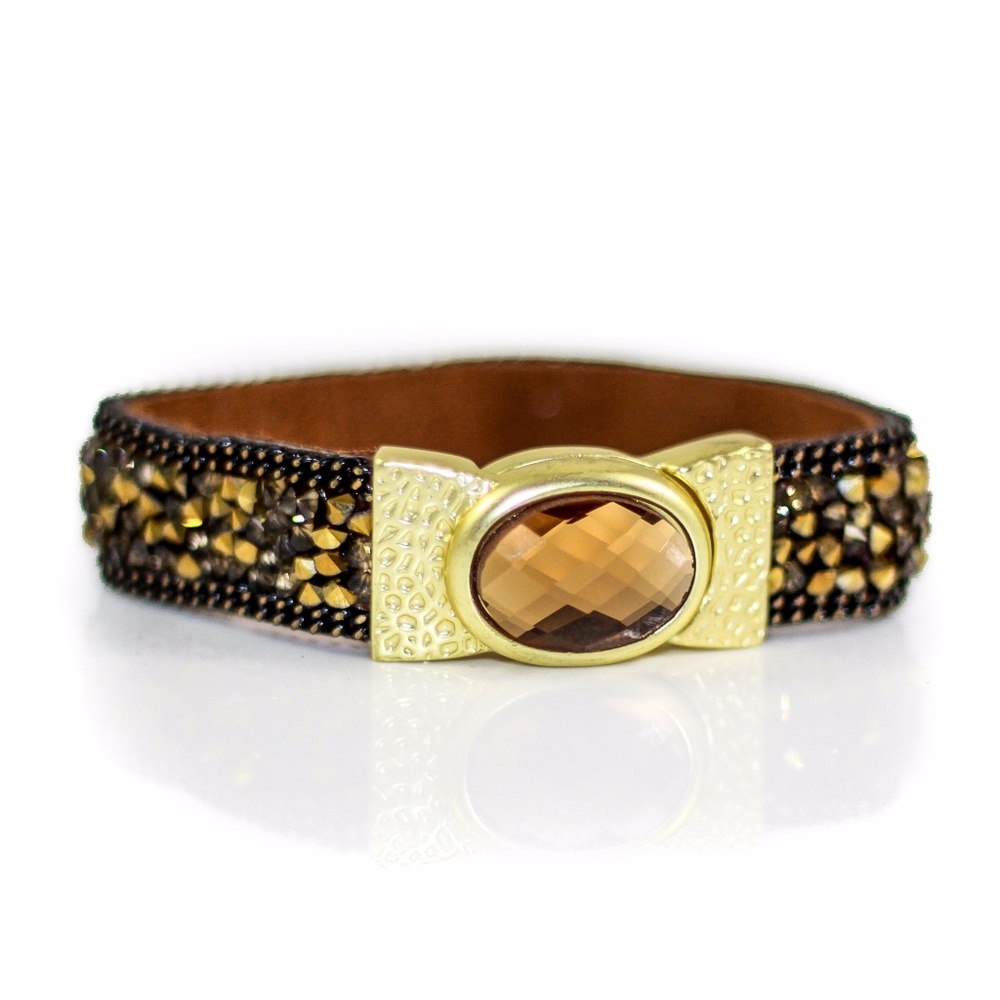 Rhinestone Encrusted Gem Watch Magnet Bracelet