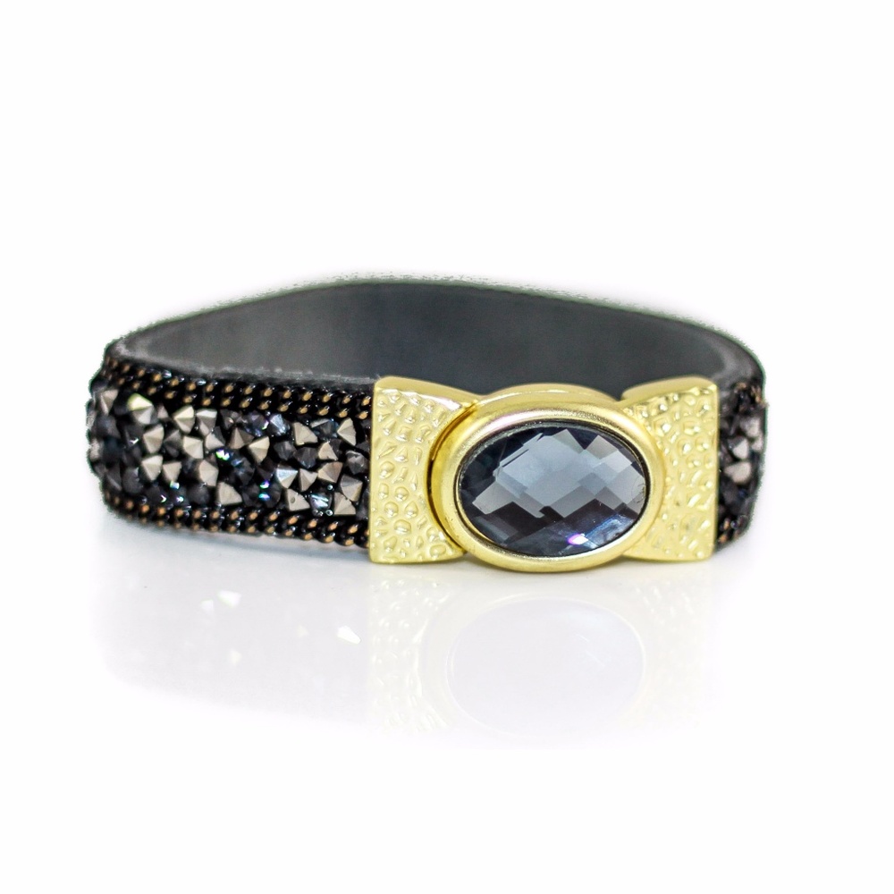 Rhinestone Encrusted Gem Watch Magnet Bracelet