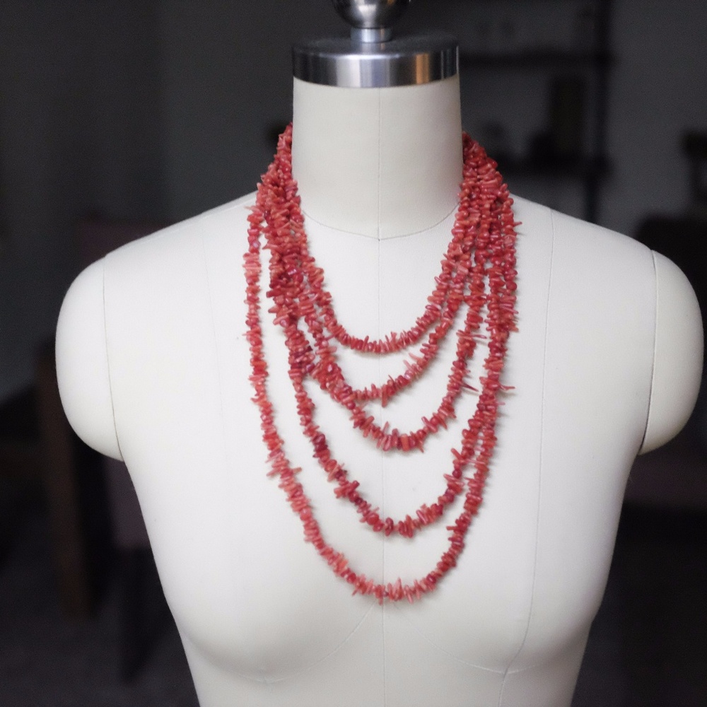 Coral Red Layered Necklace