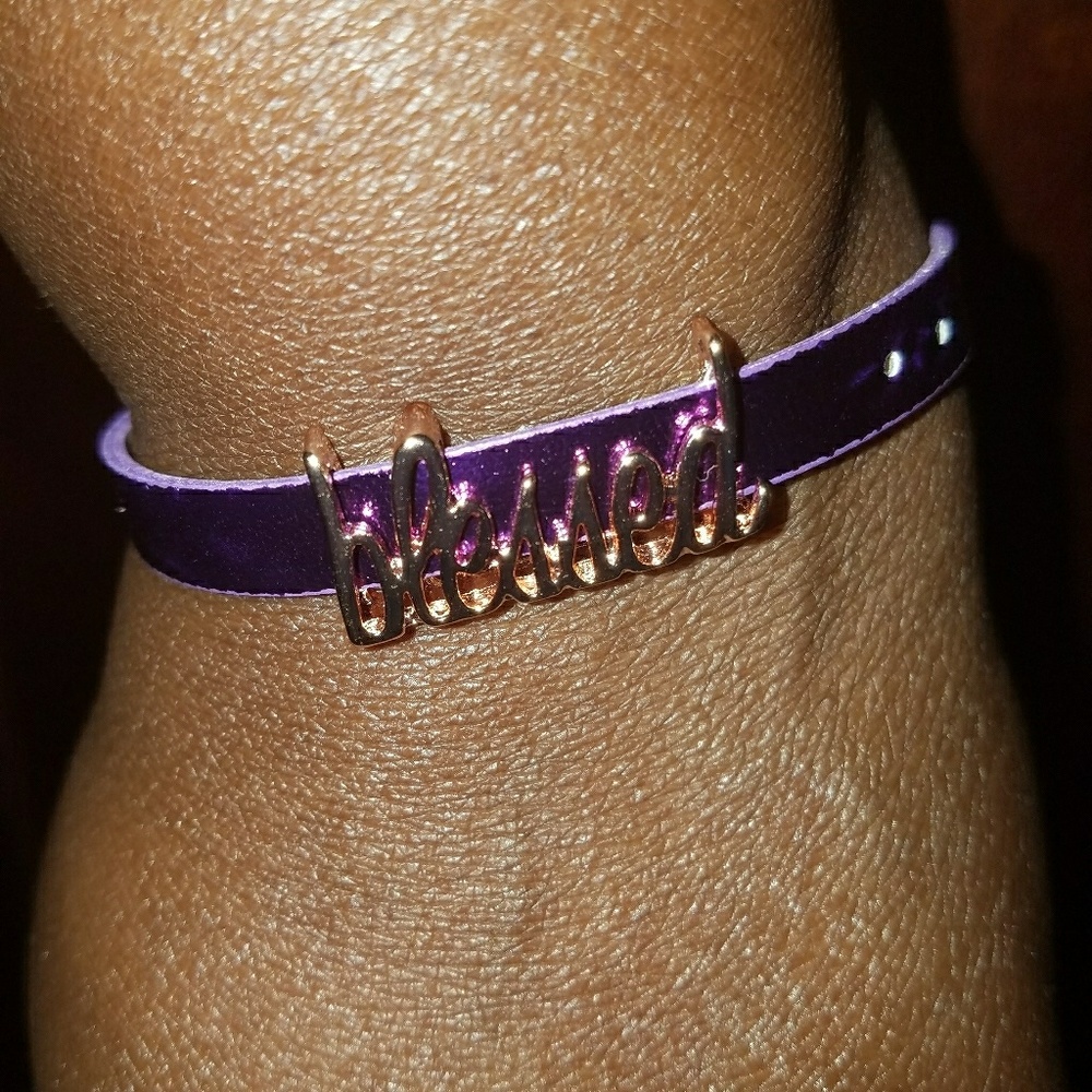 Rose Gold colored Metallic Purple BLESSED Bracelet