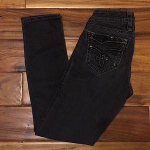 Black Sequin Rock Revival Jeans