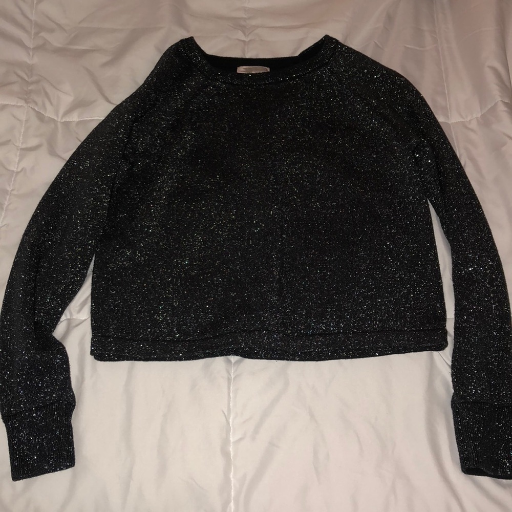 Forever 21 Sparkly Black Cropped Sweater
