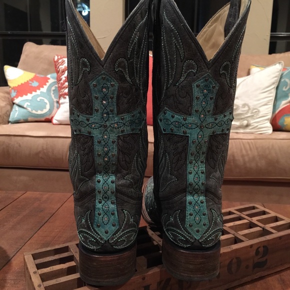 Corral Shoes - 🌹CORRAL GRAY /TURQUOISE WESTERN COWGIRL BOOTS 9.5