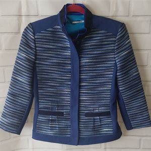 Tahari ombre blue button down jacket 4