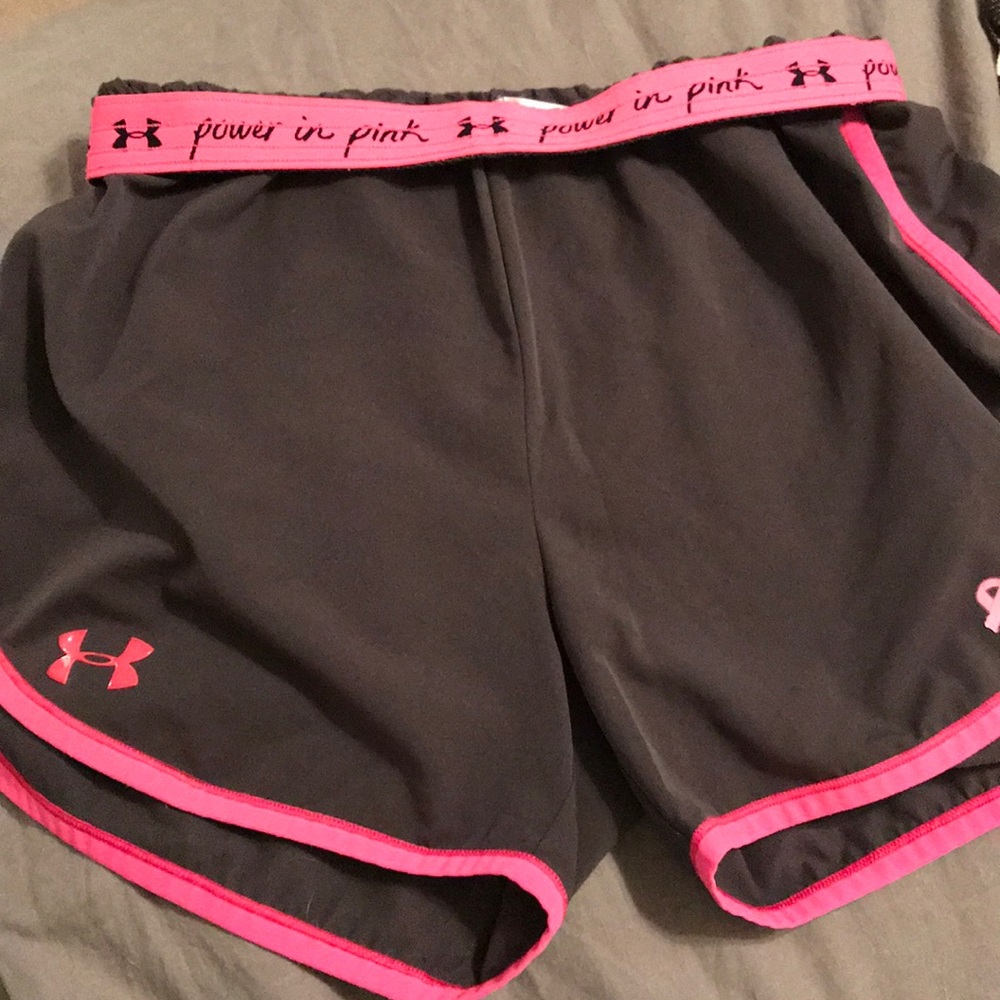 Under Armour Gray & Pink Running Shorts