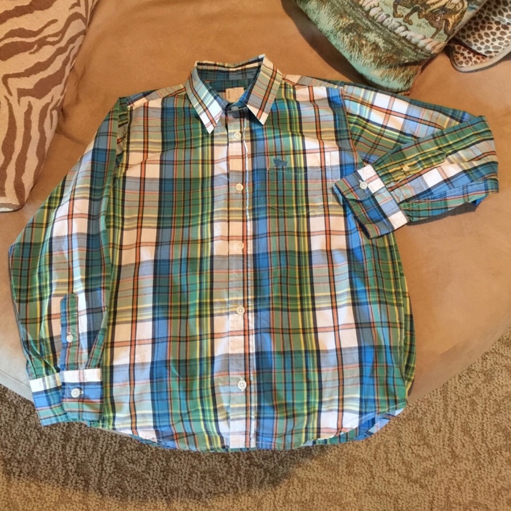 NEW OLD NAVY PLAID SHIRT BOYS LARGE BUTTON DOWN
