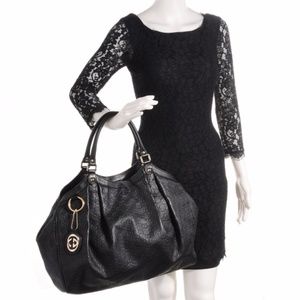 Black Guccissima Leather Large Sukey Tote Bag