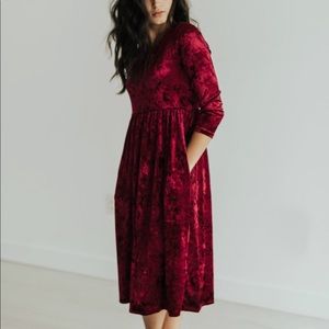 Red Velvet Midi Dress