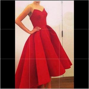 High-low Strapless Red Gown/Prom dress
