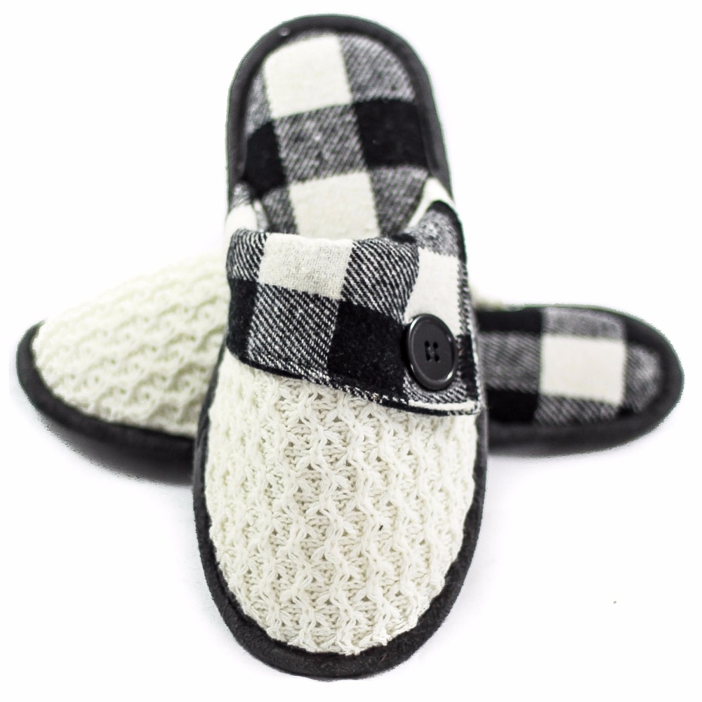 Stylish Plaid Warm Memory Foam House Slippers