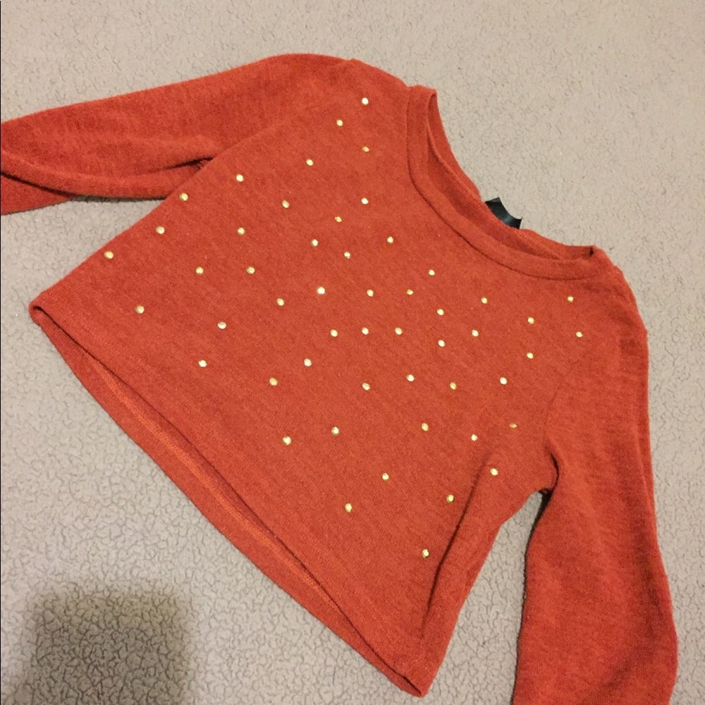 Orange beaded crop top sweater