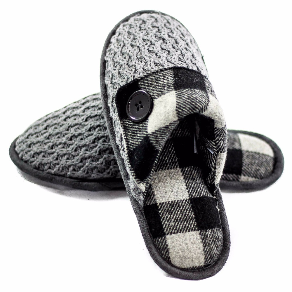 Stylish Plaid Warm Memory Foam House Slippers