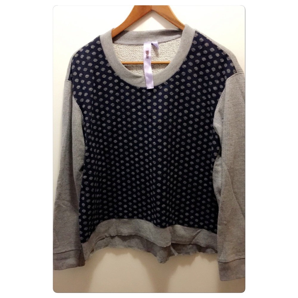 Navy blue and grey printed sweater