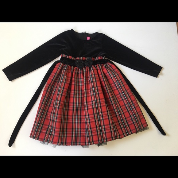 Good Lad Velvet & Plaid Party Dress - Picture 1 of 3