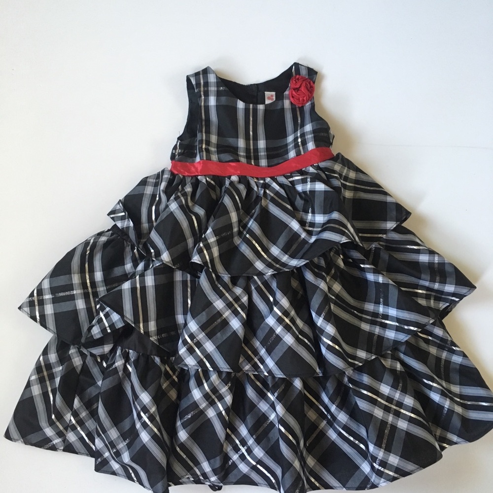 Toddler Party Dress Plaid Black