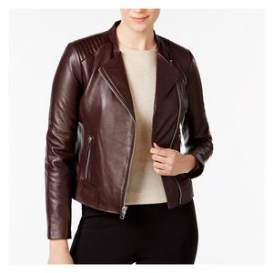 Andrew Marc Marc New York Brown Leather Moto Jacket Size XS NWT Biker Designer