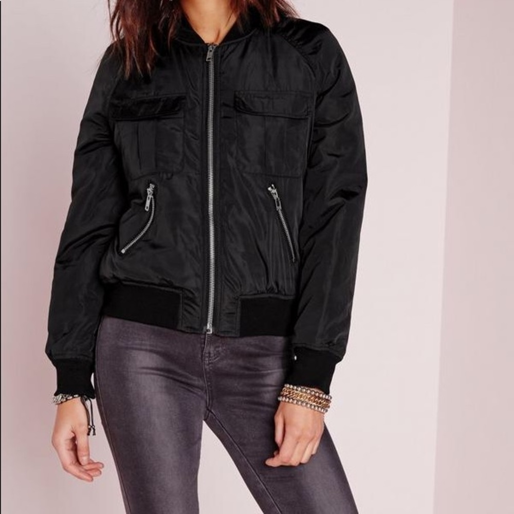Black Utility Bomber Jacket