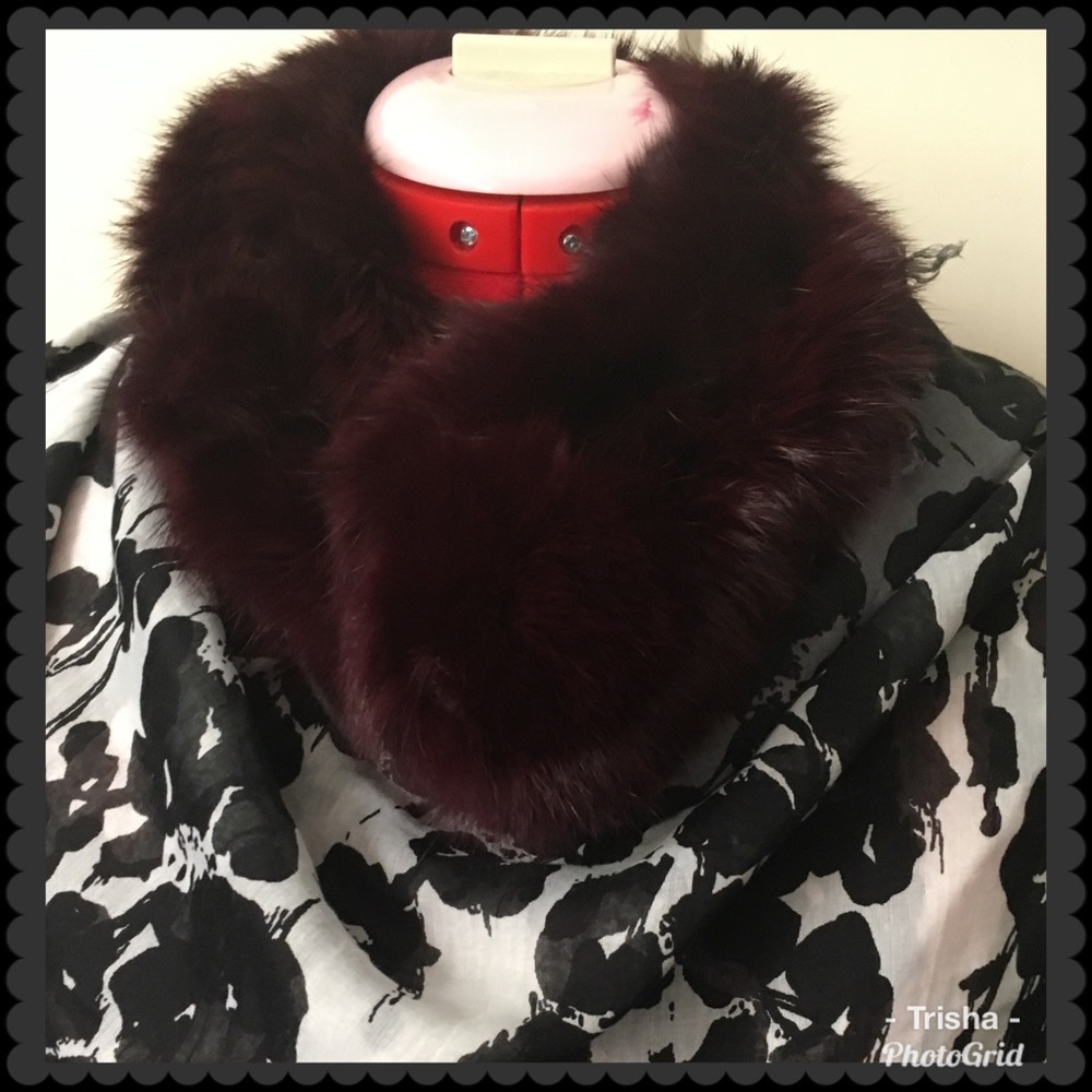 Rich Burgundy, Cejon Accessories rabbit fur collar