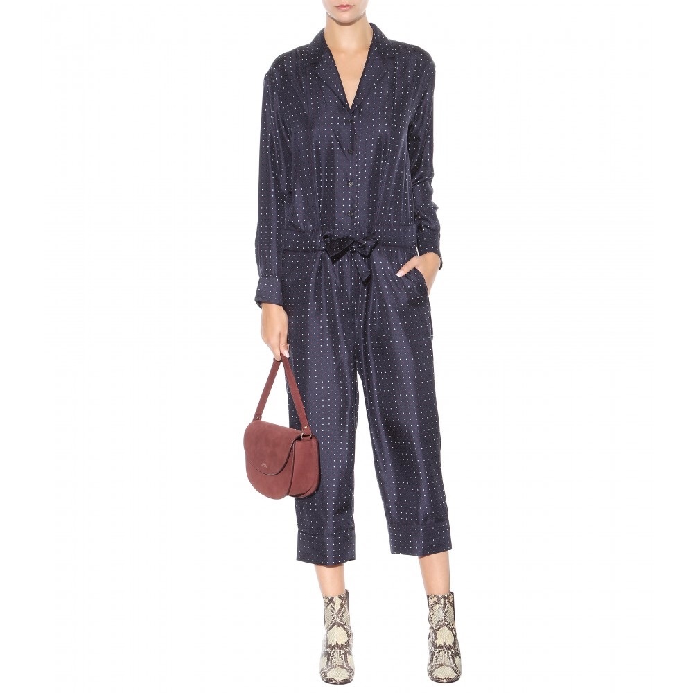 Rag & Bone Navy Polka Dot Silk Arthur Jumpsuit 4