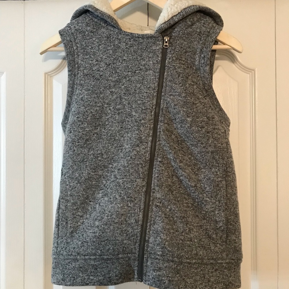 Asymmetrical Zip Vest w/ Shearling Lining & Hood