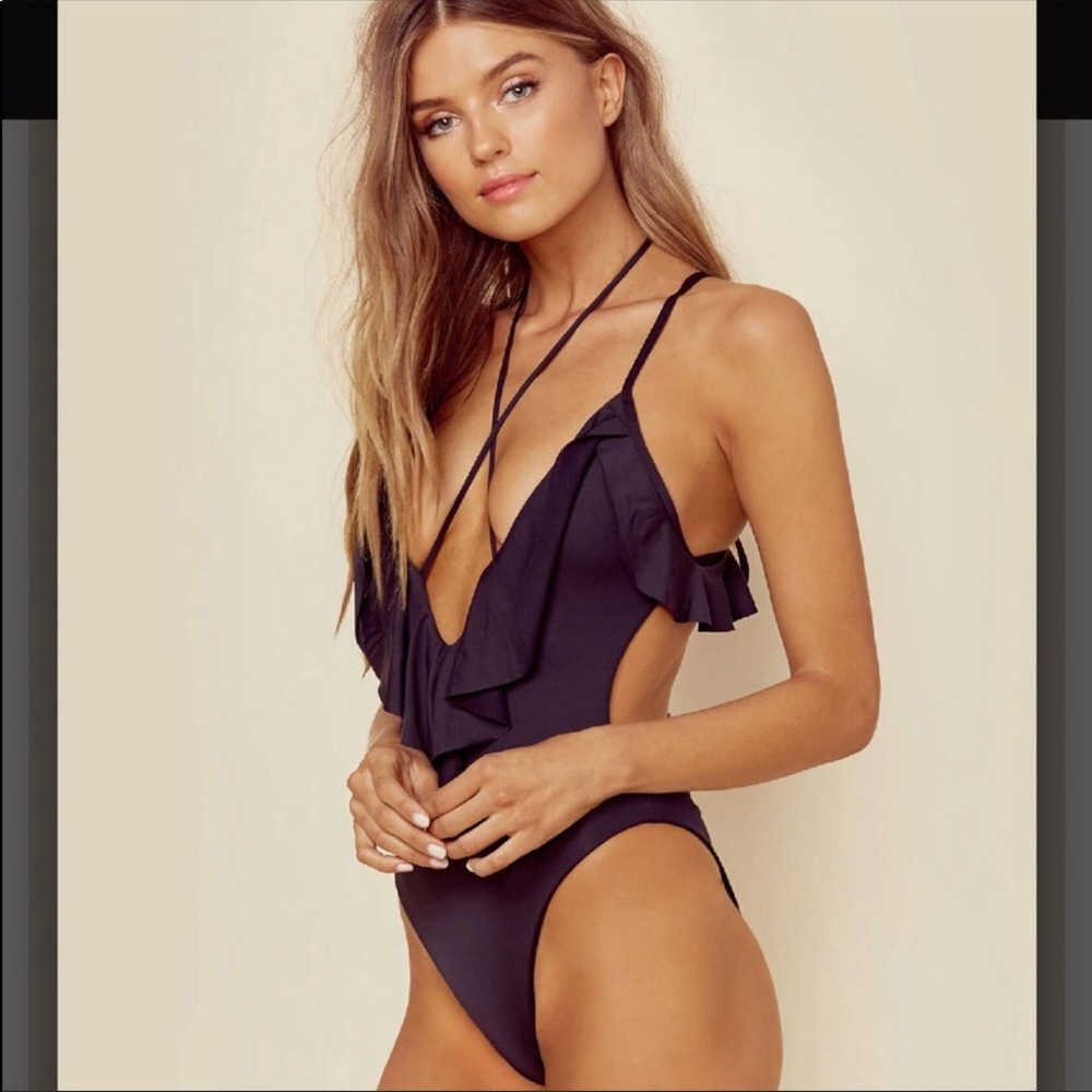 Blue Life’s Ruffle Romance Black One Piece