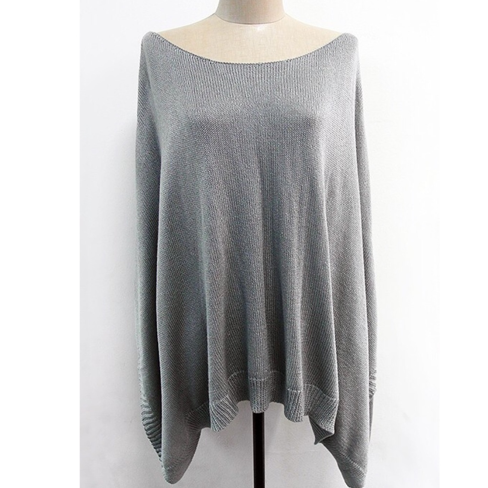 KIRA RAE Knit Poncho Top - GREY - Picture 4 of 4