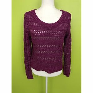 Takeout Long Sleeve Red Violet Knit Sweater L