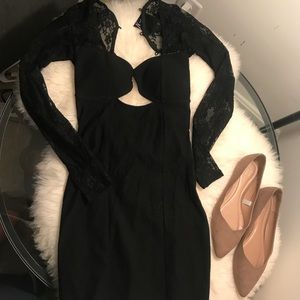 Black Nasty Gal minidress - lace long sleeves