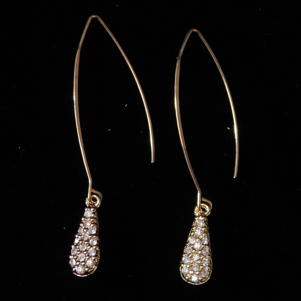NWT gold dangle earring with crystal NYCOE26 - Picture 5 of 5