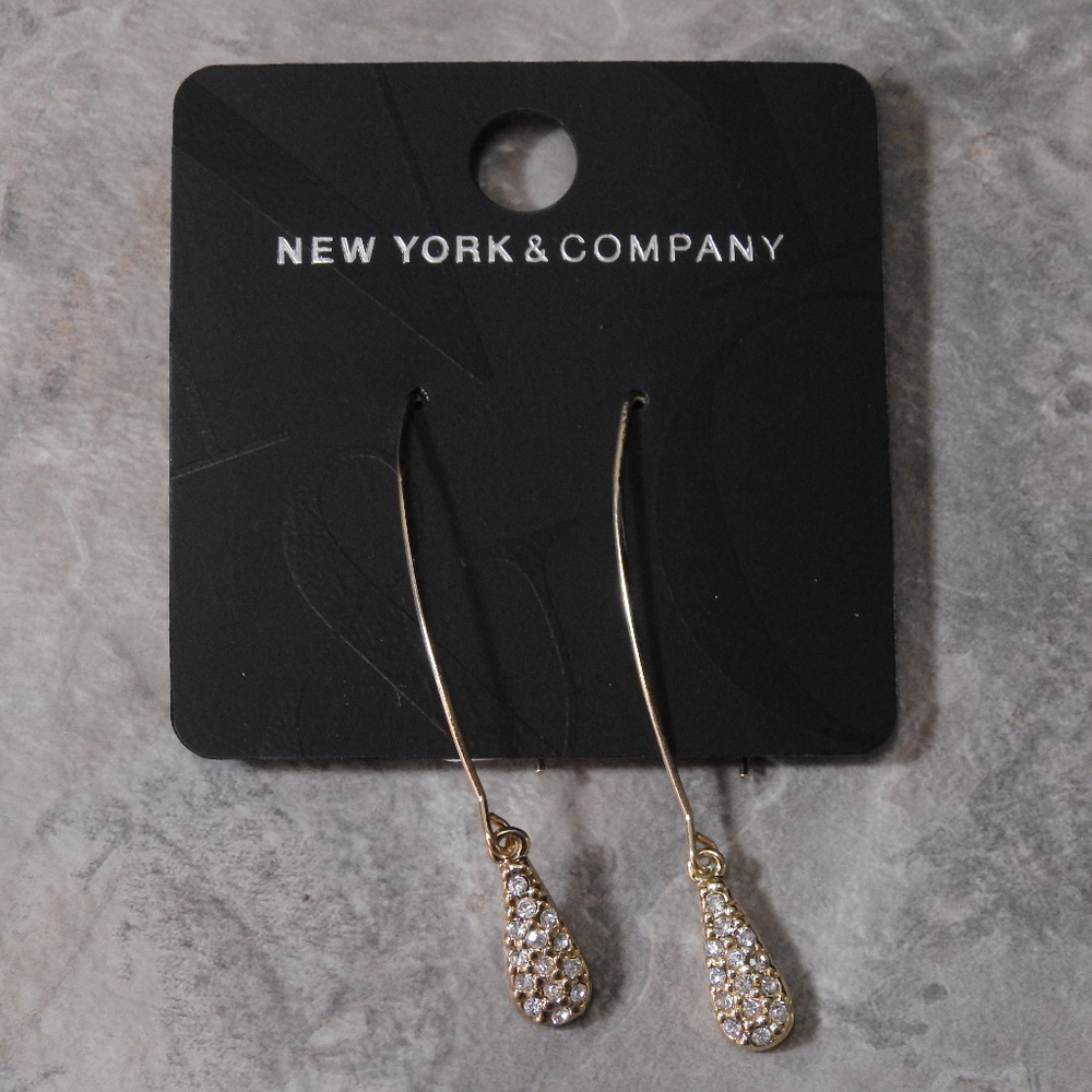 NWT gold dangle earring with crystal NYCOE26 - Picture 2 of 5