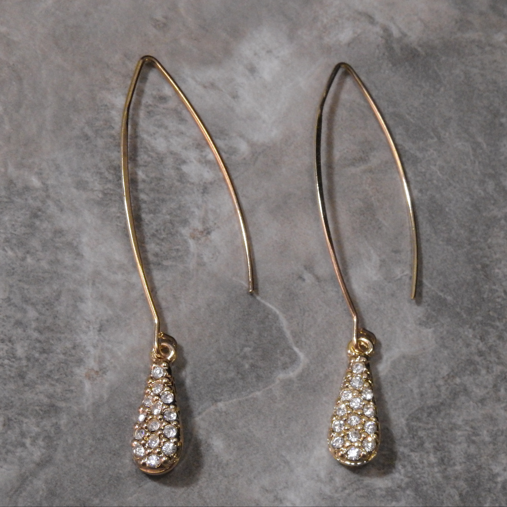 NWT gold dangle earring with crystal NYCOE26 - Picture 4 of 5
