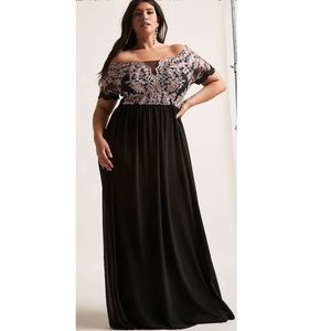 NEVER WORN Formal Embroidered Off Shoulder Dress